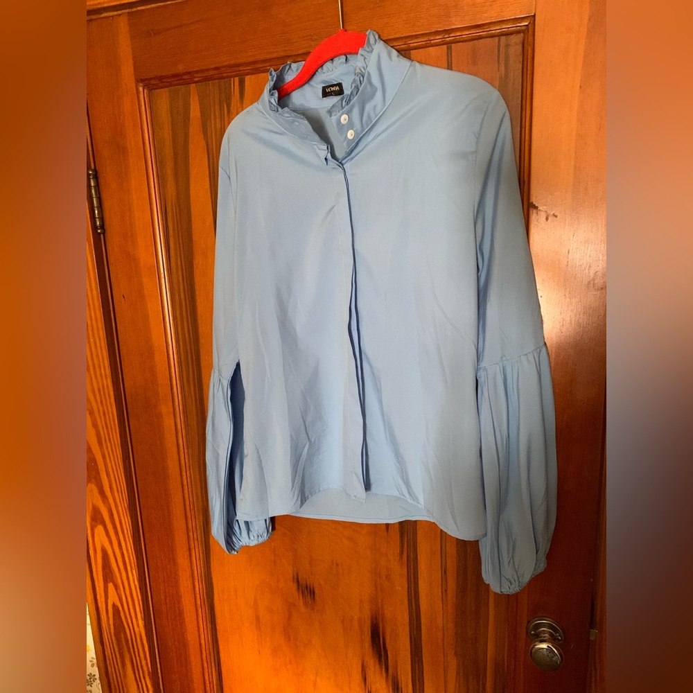Vonda Baby blue office work women’s shirt